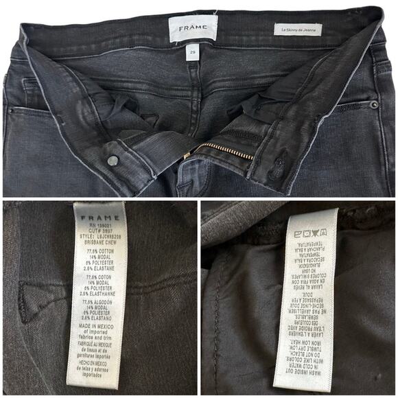Frame Black Le Skinny de Jeanne Freyed Step Hem Stretch Jeans SZ 29 $228 - Picture 10 of 10
